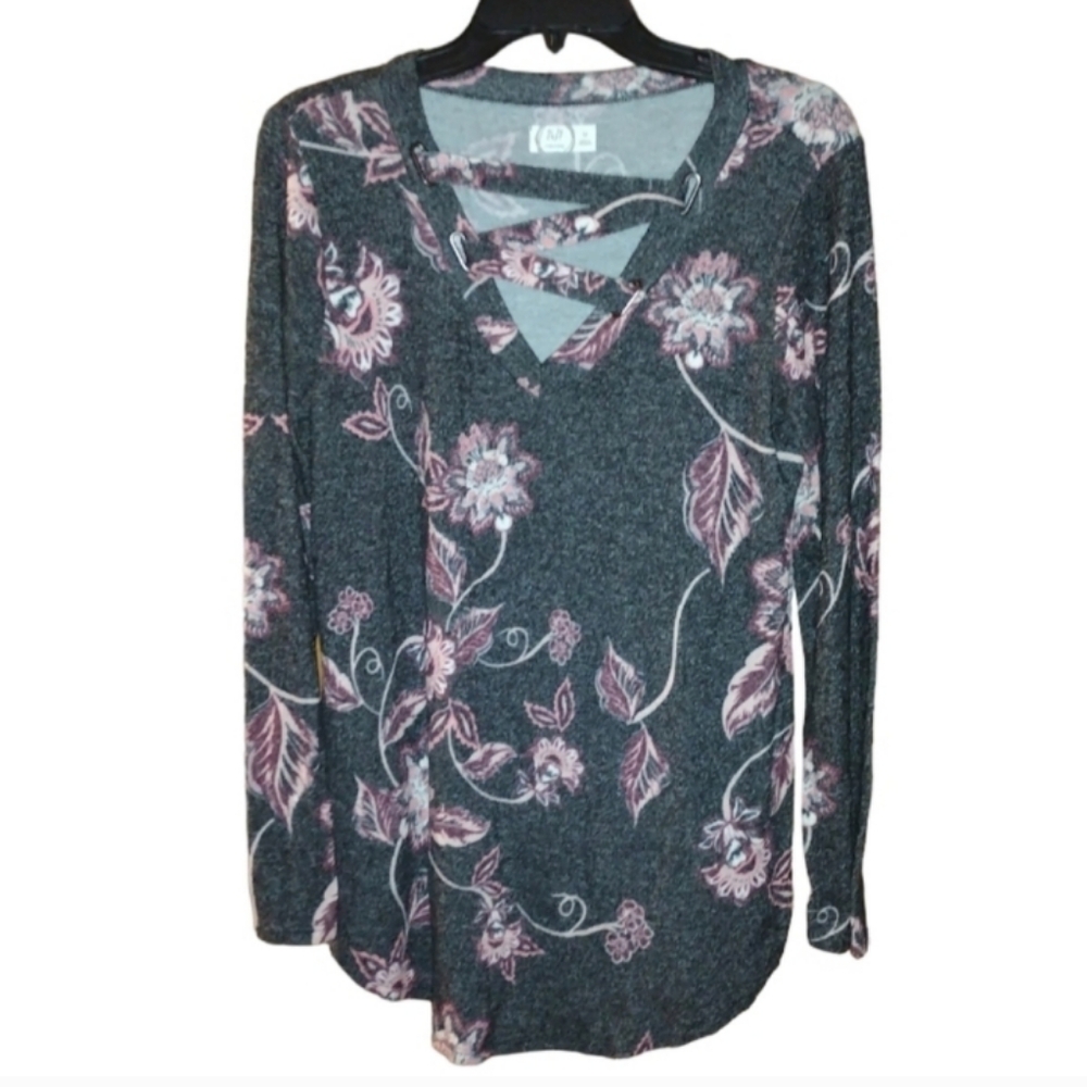 Maurices Tunic Lightweight Sweater Size Medium Pink Gray EUC